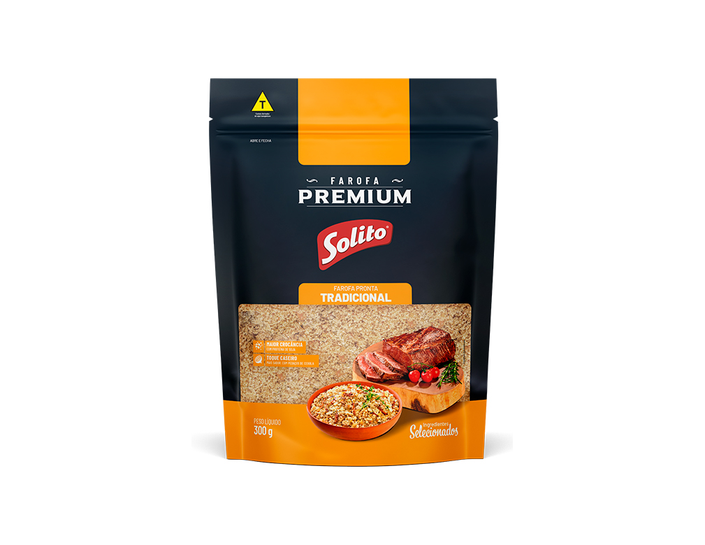 FAROFA DE MANDIOCA TEMPERADA TRADICIONAL PREMIUM SOLITO 300 G (CX 14 PCT)